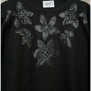 Donagain Black Floral Embroidered Sweater